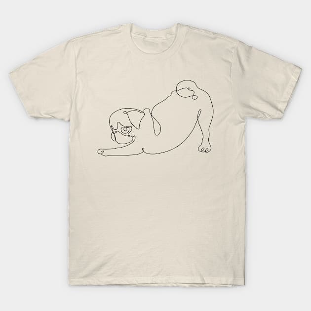 One Line Pug T-Shirt by huebucket